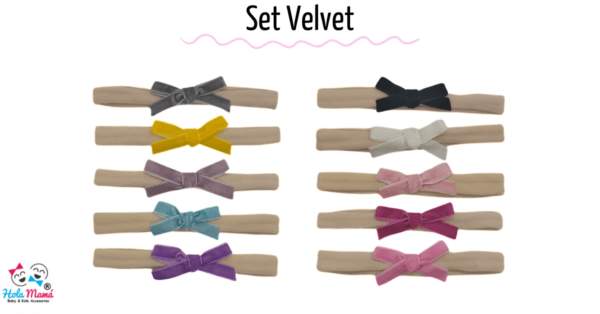 Set 10 Bandas Delgadas Moño Velvet - Imagen 2